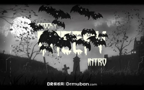 DR模板 万圣节惊悚墓地蝙蝠动态logo展示达芬奇模板
