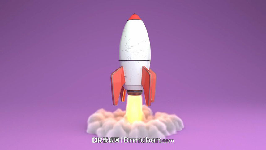 DR片头模板 火箭发射动态logo标志演绎达芬奇模板-DR模板网