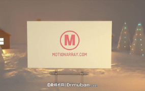DR模板 圣诞节冰雪小镇广告牌动态片头达芬奇模板
