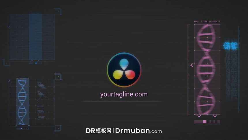 DR模板 科技感显示器动态logo展示达芬奇模板-DR模板网