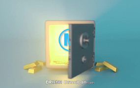 DR模板 3D保险箱创意动画logo展示达芬奇模板下载