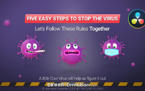 DR模板 新冠病毒防治措施动画短片达芬奇模板下载