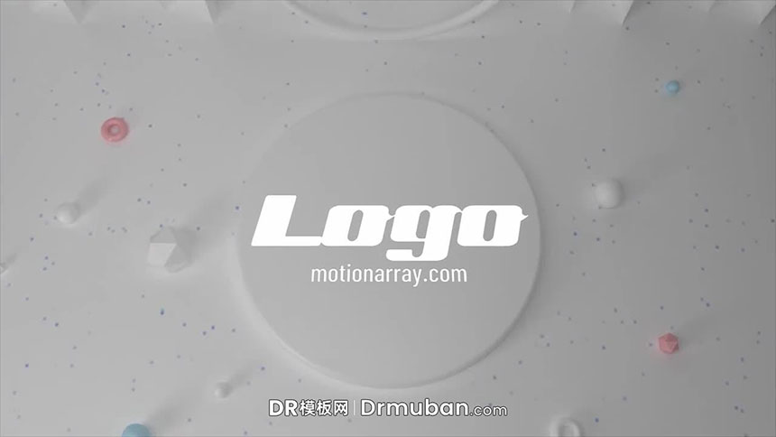 DR免费模板 3D立体白色抽象动态logo展示达芬奇模板下载-DR模板网