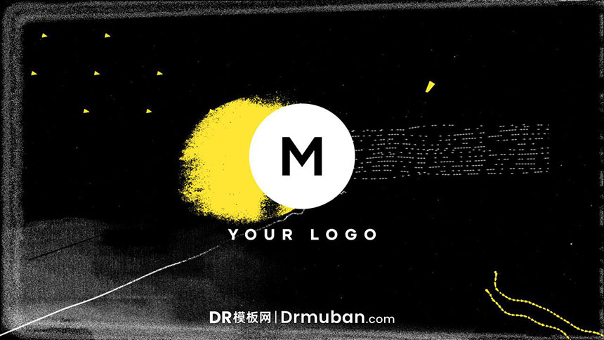 DR模板 抽象涂鸦失真动态logo展示达芬奇模板下载-DR模板网