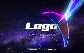 开场片头达芬奇模板 动态3D水晶鲸鱼星空效果logo展示DR模板下载