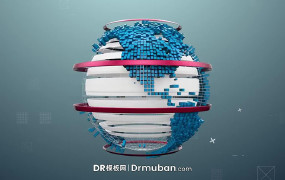 达芬奇模板 3D立体地球动态logo展示新闻节目开场DR模板